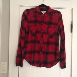 Abercrombie & Fitch Red Plaid Flannel Button Up